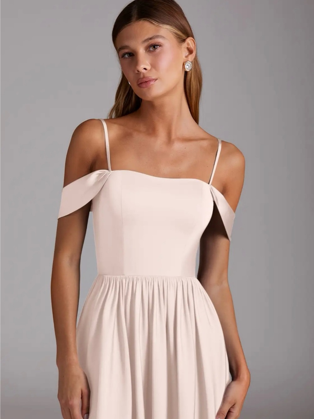 Azazie Blushing Pink Stretch Satin Bridesmaid dress